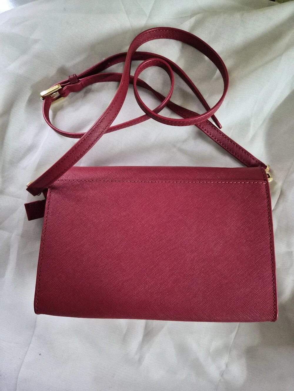 Tory Burch Deep Wine Leather Crossbody with Gold Logo
